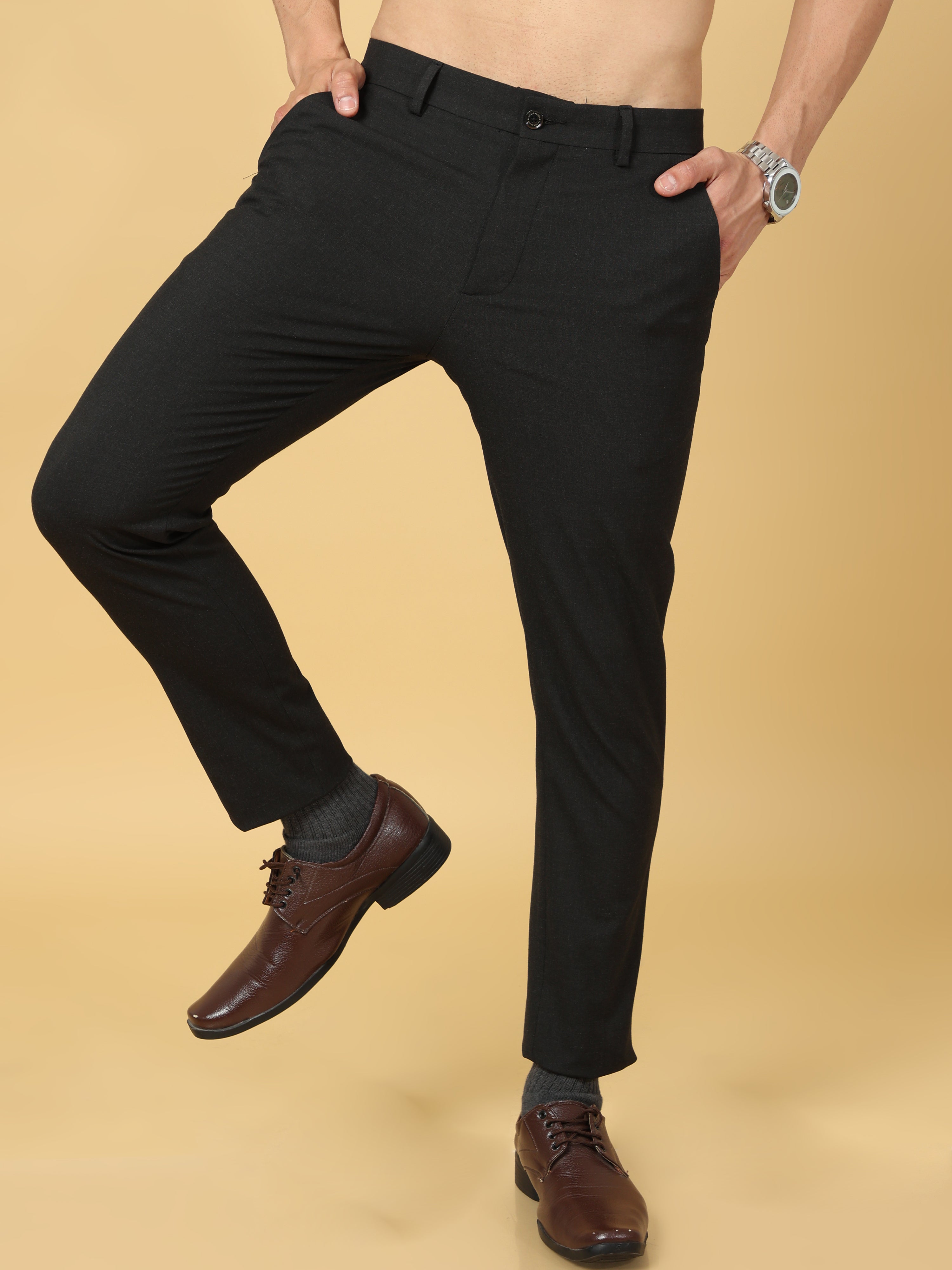 Buy American-Elm Men Solid Slim Fit Formal Trouser - Black Online at Low  Prices in India - Paytmmall.com